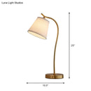 GobekUsa Brass Single Fabric Bedside Lamp: Traditional Bucket Table Nightstand Lighting
