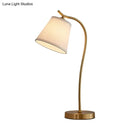 GobekUsa Brass Single Fabric Bedside Lamp: Traditional Bucket Table Nightstand Lighting