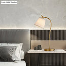 GobekUsa Brass Single Fabric Bedside Lamp: Traditional Bucket Table Nightstand Lighting