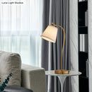 GobekUsa Brass Single Fabric Bedside Lamp: Traditional Bucket Table Nightstand Lighting