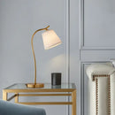 GobekUsa Brass Single Fabric Bedside Lamp: Traditional Bucket Table Nightstand Lighting