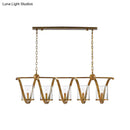 GobekUsa Traditional Clear Glass Hanging Light - Antique Brass/Aged Silver Cylinder Island Lighting Fixture with 3/5 Bulbs - for Dining Room