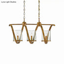 GobekUsa Traditional Clear Glass Hanging Light - Antique Brass/Aged Silver Cylinder Island Lighting Fixture with 3/5 Bulbs - for Dining Room