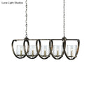 GobekUsa Traditional Clear Glass Hanging Light - Antique Brass/Aged Silver Cylinder Island Lighting Fixture with 3/5 Bulbs - for Dining Room