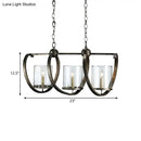 GobekUsa Traditional Clear Glass Hanging Light - Antique Brass/Aged Silver Cylinder Island Lighting Fixture with 3/5 Bulbs - for Dining Room