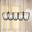 GobekUsa Traditional Clear Glass Hanging Light - Antique Brass/Aged Silver Cylinder Island Lighting Fixture with 3/5 Bulbs - for Dining Room