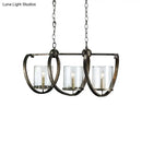 GobekUsa Traditional Clear Glass Hanging Light - Antique Brass/Aged Silver Cylinder Island Lighting Fixture with 3/5 Bulbs - for Dining Room