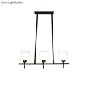 GobekUsa Traditional Cylinder Island Dining Room Lamp with White Glass Shades - 3/4 Hanging Lights