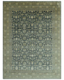 Traditional Design Charcoal And Beige 9x12 Hand Knotted Wool Area Rug