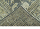 Traditional Design Charcoal And Beige 9x12 Hand Knotted Wool Area Rug