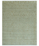 Traditional Design Ivory, Silver and Brown 7x9 Hand Knotted wool rug