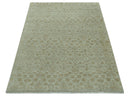 Traditional Design Ivory, Silver and Brown 7x9 Hand Knotted wool rug
