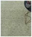 Traditional Design Ivory, Silver and Brown 7x9 Hand Knotted wool rug