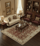 Traditional Design Red And Beige 8x10 Hand Knotted wool rug