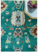 Traditional Design Teal Hand knotted 4x6 Wool Area Rug