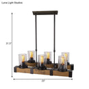 GobekUsa Traditional Dining Room Pendant Light with Clear Glass Cylinder and Black Frame - 3/6 Lamp Options
