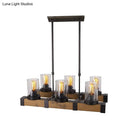GobekUsa Traditional Dining Room Pendant Light with Clear Glass Cylinder and Black Frame - 3/6 Lamp Options