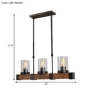 GobekUsa Traditional Dining Room Pendant Light with Clear Glass Cylinder and Black Frame - 3/6 Lamp Options