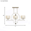 GobekUsa Traditional Drum Fabric Island Pendant Light in Gold - 3 Lights Hanging Lamp for Living Room
