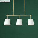 GobekUsa Traditional Fabric Barrel Pendant Light - 3-Light Dining Room Hanging Lamp in White/Green/Flaxen