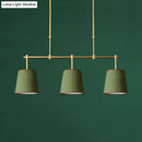 GobekUsa Traditional Fabric Barrel Pendant Light - 3-Light Dining Room Hanging Lamp in White/Green/Flaxen