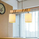 GobekUsa Traditional Fabric Wood Pendant Barrel Lights - Ideal for Dining Room Hanging Kit