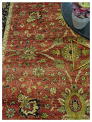 Traditional Fine Turkish design Rust And Beige 8x10 Hand Knotted Wool Area Rug