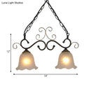 GobekUsa Traditional Flared Frosted Glass Pendant Light Fixture - 2/3 Lights - Black