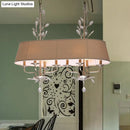 GobekUsa Traditional Flaxen Fabric Pendant Lamp with Crystal Accents - 8-Light Island Hanging Fixture