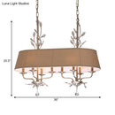 GobekUsa Traditional Flaxen Fabric Pendant Lamp with Crystal Accents - 8-Light Island Hanging Fixture