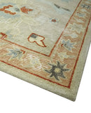 Traditional Floral 8x10 Beige Hand Tufted Oriental distressed wool area rug by The Rug Decor