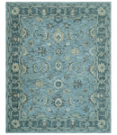 Traditional Floral Aqua, Gray and Beige Hand Tufted Multi size wool area rug
