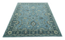 Traditional Floral Aqua, Gray and Beige Hand Tufted Multi size wool area rug