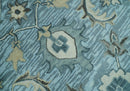 Traditional Floral Aqua, Gray and Beige Hand Tufted Multi size wool area rug