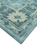 Traditional Floral Aqua, Gray and Beige Hand Tufted Multi size wool area rug