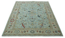 Traditional Floral Blue, Ivory and Beige Oriental Oushak Multi size wool Area Rug
