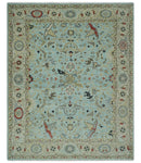 Traditional Floral Blue, Ivory and Beige Oriental Oushak Multi size wool Area Rug