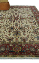 Traditional Floral Beige and Brown Vintage Style Hand knotted 8x10 wool Area Rug by The Rug Decor