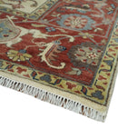 Traditional Floral Beige and Brown Vintage Style Hand knotted 8x10 wool Area Rug by The Rug Decor