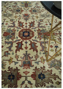 Traditional Floral Beige and Brown Vintage Style Hand knotted 8x10 wool Area Rug by The Rug Decor