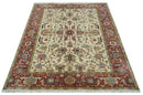 Traditional Floral Beige and Brown Vintage Style Hand knotted 8x10 wool Area Rug by The Rug Decor