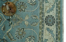 Traditional Floral Blue and Beige 8X10 Antique Style Hand Knotted Wool Rug by The Rug Decor
