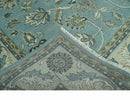 Traditional Floral Blue and Beige 8X10 Antique Style Hand Knotted Wool Rug