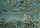 Traditional Floral Blue and Beige 8X10 Antique Style Hand Knotted Wool Rug by The Rug Decor