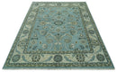 Traditional Floral Blue and Beige 8X10 Antique Style Hand Knotted Wool Rug by The Rug Decor
