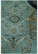 Traditional Floral Blue and Beige 8X10 Antique Style Hand Knotted Wool Rug by The Rug Decor
