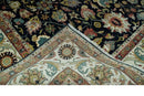 Traditional Floral Blue and Ivory Fine Hand Knotted 9x12 wool area rug by The Rug Decor