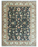 Traditional Floral Blue and Ivory Fine Hand Knotted 9x12 wool area rug by The Rug Decor