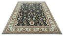 Traditional Floral Blue and Ivory Fine Hand Knotted 9x12 wool area rug by The Rug Decor