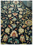 Traditional Floral Blue and Ivory Fine Hand Knotted 9x12 wool area rug by The Rug Decor